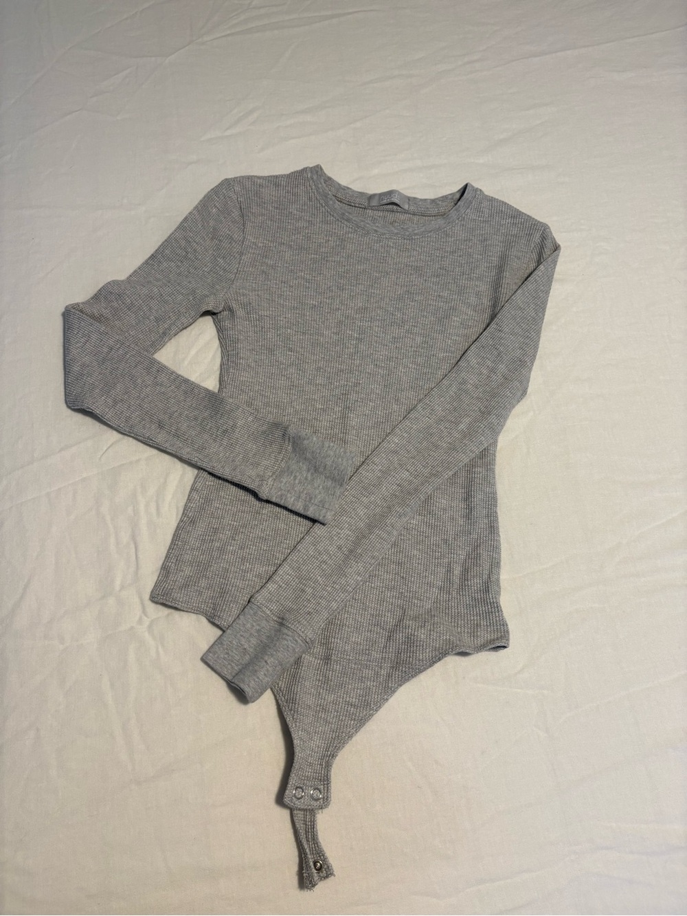 nuuds Gray Ribbed Long-Sleeve Bodysuit